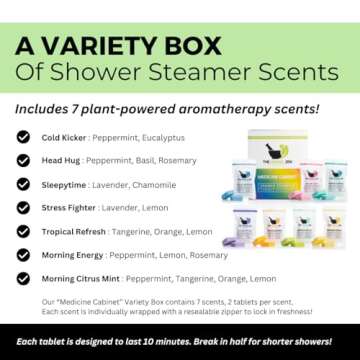 Variety Pack Shower Steamers with Essential Oils, Shower Bombs Made in the USA, Aromatherapy Shower Steamers Gift Set, Shower Steamers for Women, Shower Tablets Aromatherapy, Birthday Gifts