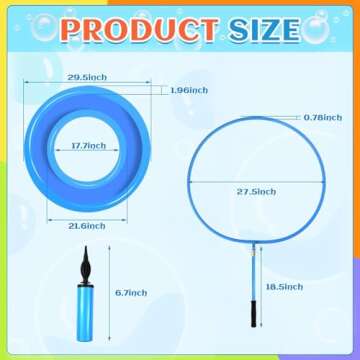 Kid in A Bubble Toy Giant Bubble Wand, Big Bubbles Maker Toy for Kids and Adults, Bubbles Hoop with Inflatable Dipping Pool Tray, Fun Outdoor Toys Playtime Activity Summer Toy, Bubble Show Party Game