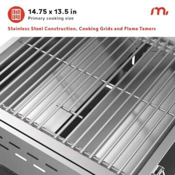 Megamaster Premium Outdoor Cooking 2-Burner Grill, While Camping, Outdoor Kitchen, Patio Garden, Barbecue with Two Foldable legs, Silver in Stainless Steel