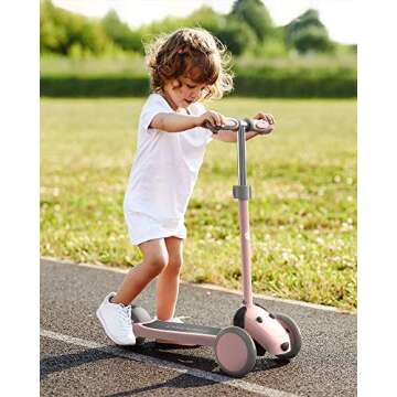 MOUNTALK 3 Wheel Scooters for Kids Age 3-5/5-8 Years Old, Kick Scooter for Boys and Girls with Light Up Wheels, Mini Scooter for Children(Pink)