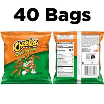 Cheetos Cheese Flavored Snacks, Cheddar Jalapeno Crunchy, 1 Ounce (Pack of 40)