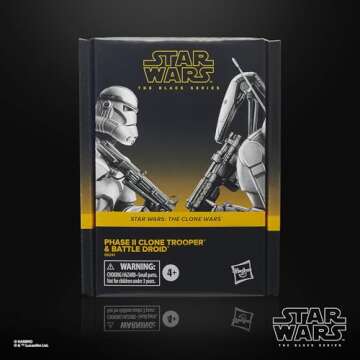 STAR WARS The Black Series Phase II Clone Trooper & Battle Droid, The Clone Wars Troop Building Collectible 6 Inch Action Figure 2-Pack