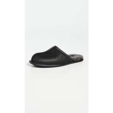 UGG Men's Scuff Slipper, Black Leather, 10