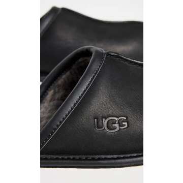 UGG Men's Scuff Slipper, Black Leather, 10