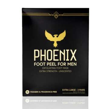 (Pack of 2) Phoenix Foot Peel for Men - Extra Large - Extra Strength - Exfoliating Dry Feet Treatment - Callus Remover - Unscented - Paraben and Fragrance Free