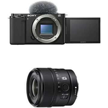 Sony Alpha ZV-E10 Mirrorless Vlog Camera with 15mm F1.4 Lens