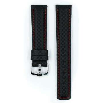 Hirsch Carbon Leather Watch Strap - Water Resistant & Sizes