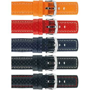 Hirsch Carbon Leather Watch Strap - Water Resistant & Sizes