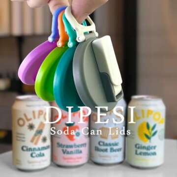 Dipesi 4-pack 4 Color Soda Can Lids,Silicone Straws Soda ​Can Covers,Can Covers For Soda,BPA-Free Reusable For Fits Standard For Canned Beverage, Beer,Juice,Seltzer(Colour mixture)