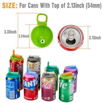 Dipesi 4-pack 4 Color Soda Can Lids,Silicone Straws Soda ​Can Covers,Can Covers For Soda,BPA-Free Reusable For Fits Standard For Canned Beverage, Beer,Juice,Seltzer(Colour mixture)