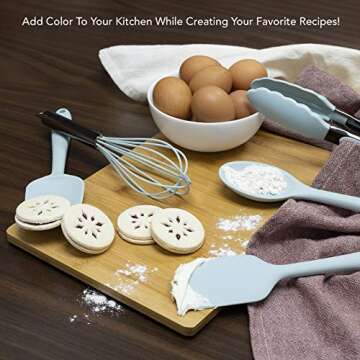 Country Kitchen Silicone Cooking Utensils, Kitchen Tools, Easy to Clean Silicone Kitchen Utensil Set, Silicone Spatula Set for Nonstick Cookware, Mini, Mint