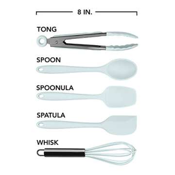 Country Kitchen Silicone Cooking Utensils, Kitchen Tools, Easy to Clean Silicone Kitchen Utensil Set, Silicone Spatula Set for Nonstick Cookware, Mini, Mint