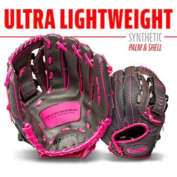 Franklin Sports Kids Baseball Glove - Youth Baseball, Softball + Tball Glove for Boys + Girls - Shok Sorb Glove - Right Hand Throw - Pink - 10.5"