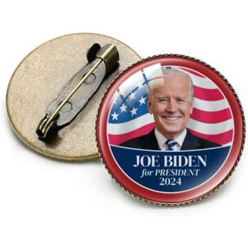 Joe Biden 2024 Brooch Pin Antique Bronze Collar Pin for Supporters