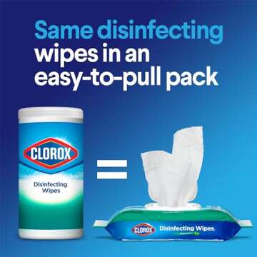 Clorox Disinfecting Wipes, Bleach Free Cleaning Wipes, Household Essentials, Fresh Scent, Moisture Seal Lid, 75 Wipes, Pack of 3 (New Packaging)