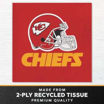 Trendware Kansas City Chiefs Paper Plate and Napkin Party Kit, Serves 16