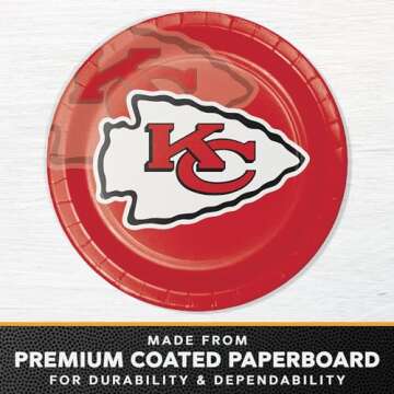 Trendware Kansas City Chiefs Paper Plate and Napkin Party Kit, Serves 16