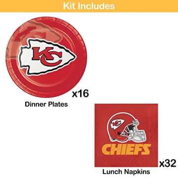 Trendware Kansas City Chiefs Paper Plate and Napkin Party Kit, Serves 16