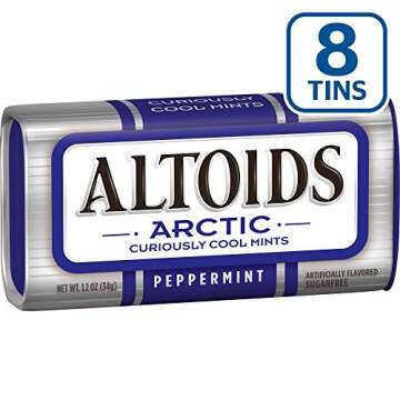 ALTOIDS Arctic Peppermint Breath Mints Hard Candy Bulk, 1.2 oz Tin (Pack of 8)