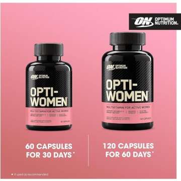 Optimum Nutrition Opti-Women Daily Multivitamin for Women, Immune Support Supplement With Iron, 30 Day Supply, 60 Count, (Packaging May Vary)