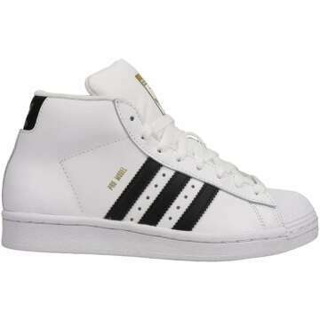 adidas Originals unisex-child Pro Model Sneaker , White/Black/Gold Foil , 4.5 Big Kid