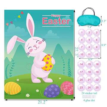 MISS FANTASY Easter Games Pin The Tail on The Bunny Easter Party Games Easter Activities for Toddlers Easter Party Decorations Favors for Kids Adults