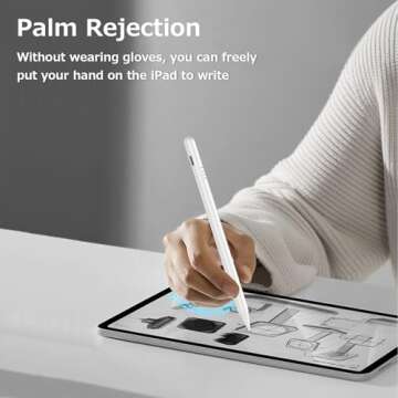 Stylus Pen for iPad 9th&10th, Fast Charge for iPad Pencil with Palm Rejection, Active Pen Compatible with (2018-2024) Apple iPad Pro 11"/12.9"/M4, iPad Mini 5/6, iPad Air 3/4/5/M2, iPad 6/7/8/9/10