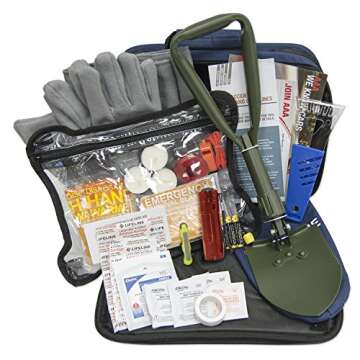 Lifeline 4390 AAA Severe Weather Emergency Road Safety Kit - 66 Pieces - Featuring Emergency Folding Shovel, Fleece Set, Fire Starter, Flashlight and More