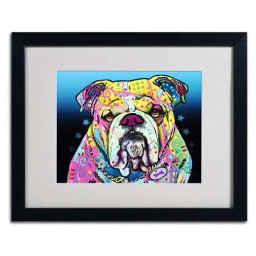 Trademark Fine Art ' The Bulldog ' White Matted Black Frame by Dean Russo 16x20