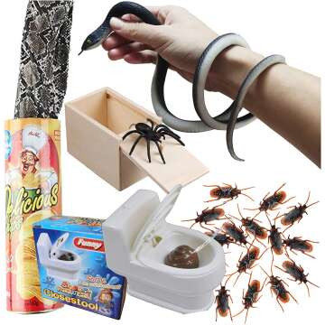 Prank Kit Rubber Snakes Roaches Spider Box