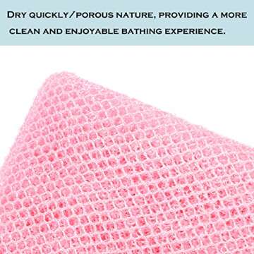 African Exfoliating Net,JASSINS African Sponge Net,Body Exfoliating Long Net Shower Body Scrubber Back Scrubber Skin Smoother (Coffee + Pink)