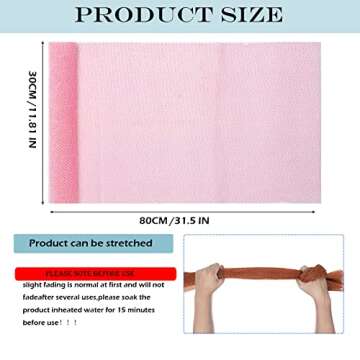 African Exfoliating Net,JASSINS African Sponge Net,Body Exfoliating Long Net Shower Body Scrubber Back Scrubber Skin Smoother (Coffee + Pink)