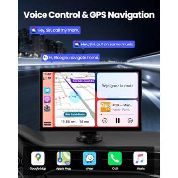 Wireless Carplay Screen for Car - 9'' Portable Car Stereo with 4K Dash Cam, 1080P Backup Camera, Car Audio Receivers with Apple Carplay & Android Auto, GPS Navigation/AirPlay/Voice Control