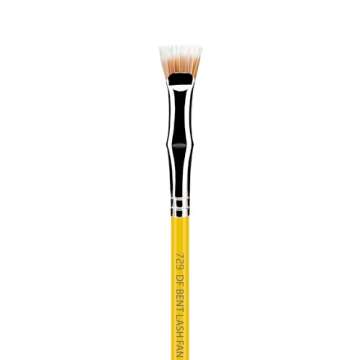 Bdellium Tools Professional Makeup Brush - Studio Series 729 Duo Fiber Bent Mascara Fan - With Soft Synthetic Fibers, For Applying Mascara (Yellow, 1pc)