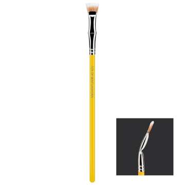 Bdellium Tools Professional Makeup Brush - Studio Series 729 Duo Fiber Bent Mascara Fan - With Soft Synthetic Fibers, For Applying Mascara (Yellow, 1pc)