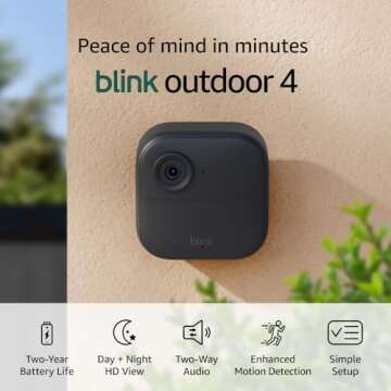 Blink Outdoor 4 (4th Gen) + Blink Mini – Smart security camera, two-way talk, HD live view, motion detection, set up in minutes, Works with Alexa – 2 camera system + Mini (Black)