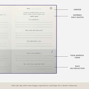 The Gratitude Journal : Five Minutes a Day More Happiness, Positivity, Affirmation, Productivity, Mindfulness & Self Care - A Simple Undated Hardcover Daily Guide Planner for Women & Men (Purple)