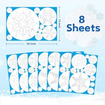 Extra Large Snowflake Christmas Window Clings - Christmas Decorations Snowflake Winter Christmas Window Decorations Stickers for Glass Windows Indoor Holiday Office Bedroom Decor (8 Sheets)