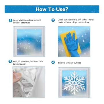 Extra Large Snowflake Christmas Window Clings - Christmas Decorations Snowflake Winter Christmas Window Decorations Stickers for Glass Windows Indoor Holiday Office Bedroom Decor (8 Sheets)