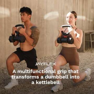 Jayflex Hyperbell Rotating Kettlebell Grip for Dumbbells - Adjustable Weight Dumbbell Grips for Work from Home Fitness - 100 lb Capacity Converter for Kettlebells and Home Workouts