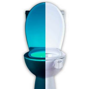 RainBowl Toilet Bowl Night Light with Motion Sensor - LED Bathroom Light, Funny Birthday Gift Idea for Men, Dad, Husband - Unique Cool Gadget, Fun Gag Gift for Women, Color Changing Toilet Seat Light