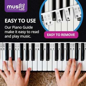 Removable Piano Keyboard Note Labels for Learning – Piano Notes and Keys Guide for 88-Key Full-Size Keyboards. Say Goodbye to Piano Keyboard Stickers - Black & White design by MUSIQ MAKER