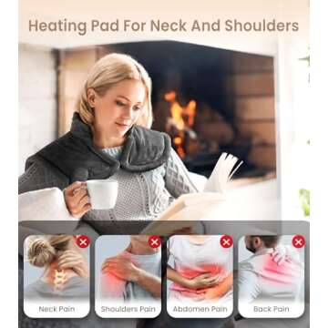 Heating Pad for Neck and Shoulder, Deeper Pain Relief Weighted Heating Pads, Heated Wrap with 6 Heat Options & 4 Timers, Gifts for Mom Women Christmas Birthday