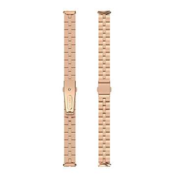 FitTurn Bands Compatible with Fitbit Luxe Metal Stainless Steel Watch Band Replacement Classic Durable Solid Link Accessory Buckle Metal Strap Wrist Band for Luxe Fitness Wellness Tracker (RoseGold)