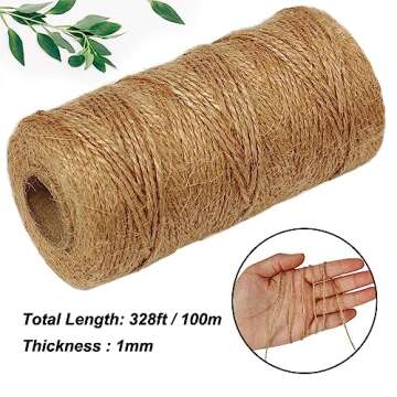 Shintop Jute Twine, 328 Feet 2ply Natural Twine String, Industrial Packing Materials Heavy Duty Twine for Arts and Crafts, Gift Wrapping and Gardening Applications