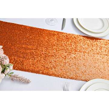 Hahuho 2PCS 12x72 Inch Sequin Table Runner Orange Glitter Table Runner for Party, Wedding, Bridal Baby Shower, Event Decorations（2PCS, 12x72 Inch, Orange）