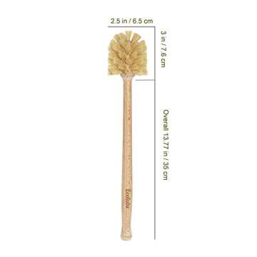 ECOLULU Eco Friendly Toilet Brush, 2 Pack Wood Toilet Brush Made of Beechwood, Strong Hemp Bristles with 360° Cleaning Power, Biodegradable Zero Waste Eco Friendly Products