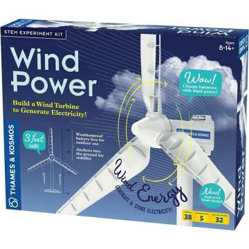 Thames & Kosmos Wind Power V4.0 STEM Experiment Kit | Build a 3ft Wind Turbine to Generate Electricity | Learn About Renewable Energy & Power a Small Model Car | Weatherproof for Outdoor Use