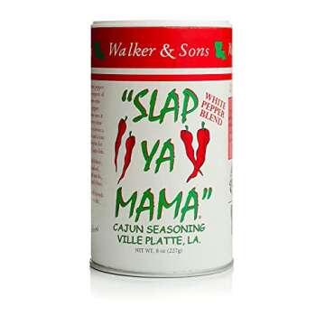 Slap Ya Mama All Natural Cajun Seasoning from Louisiana Spice Variety Pack, One (1) Cajun 8 oz., One (1) Cajun Hot 4 oz., One (1) White Pepper Blend 8 oz. with One (1) Authentic Creole Recipe Card by Purchase Positivity