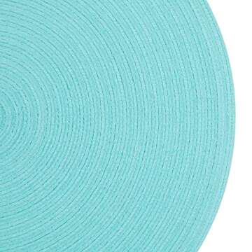 SHACOS Round Placemats Set of 6 Washable 15 inch Round Table Mats Cotton Polyester Woven Braided Place Mats for Dining Table (Aqua, 6)